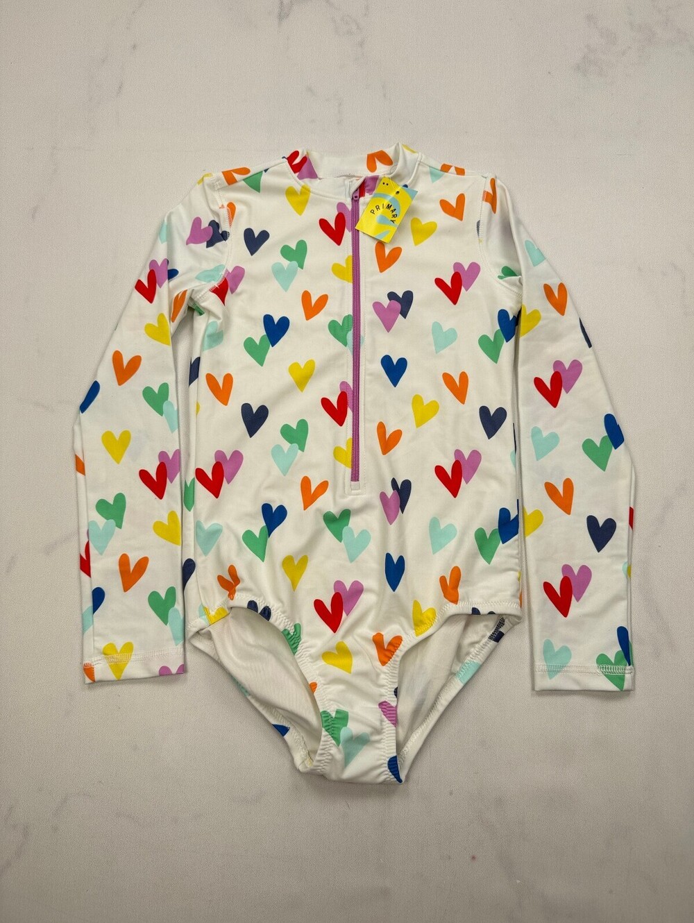 Primary Printed Bodysuit One Piece White Modern Graphic - Girls 8-9
